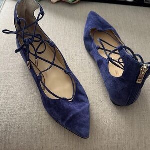 Ivanka Trump Blue Suede Lace-Up Flats